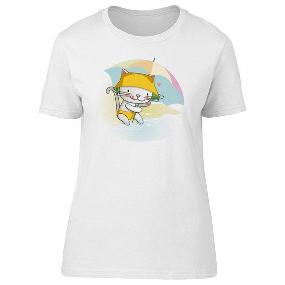Cute Little Cat Enjoying Beach T-Shirt Women -Image by Shutterstock, Female Medium