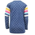 thumbnail image 3 of Cyndeelee Girls Long Sleeve Stripe Knit Button Up Crewneck Cardigan Sweater (Navy Dots/Stripes, 2T), 3 of 5