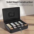 thumbnail image 4 of Cash Box with Money Tray and Lock Metal Cash Box for Small Businesses Compartment Money Box with Removable Tray and Key Portable Storage for Checks and Coins, 4 of 8