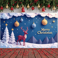 thumbnail image 5 of Reindeer Design Christmas Banner Colorful Ornaments Xmas Display Star Decorations Blue Background Holiday Backdrop for Christmas Party Home Decoration Family Party, 5 of 9