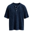 thumbnail image 6 of Men's Casual Round Neck Short Sleeve Button Up Shirt, Soft Cotton Top for Everyday Wear, 6 of 8