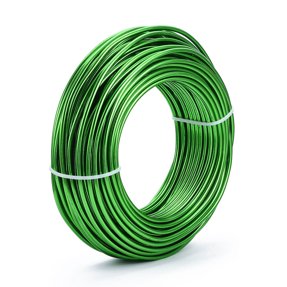 Round Anodized Aluminum Wire Bendable Metal Craft Wire for DIY Jewelry Craft Making Green 9 Gauge 3.0mm 25m/500g(82 Feet/500g)