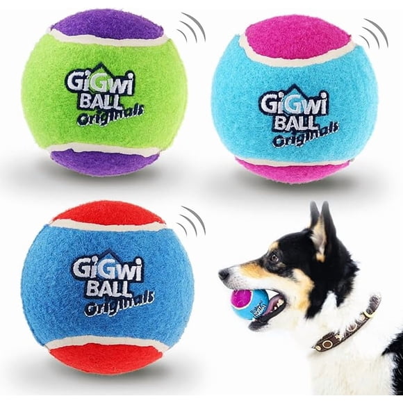 Squeaky Tennis Ball Dog Toys, Interactive Dog Ball for Small and Medium Dogs Training, 2.36” Colorful and High Bounce Rubber Toy（3 Pack）