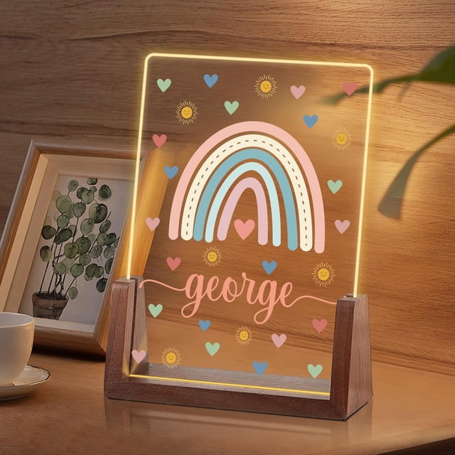 Luz de noche de puente de arcoíris personalizada para niñas, regalos de cumpleaños de Navidad para niños personalizados, luz de noche de acrílico, decoración de guardería de bebé personalizada, lámpar