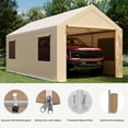 thumbnail image 4 of LAUSAINT HOME 10'x20' Carport, Heavy Duty Car Canopy with Roll-up Windows, Khaki, 4 of 11