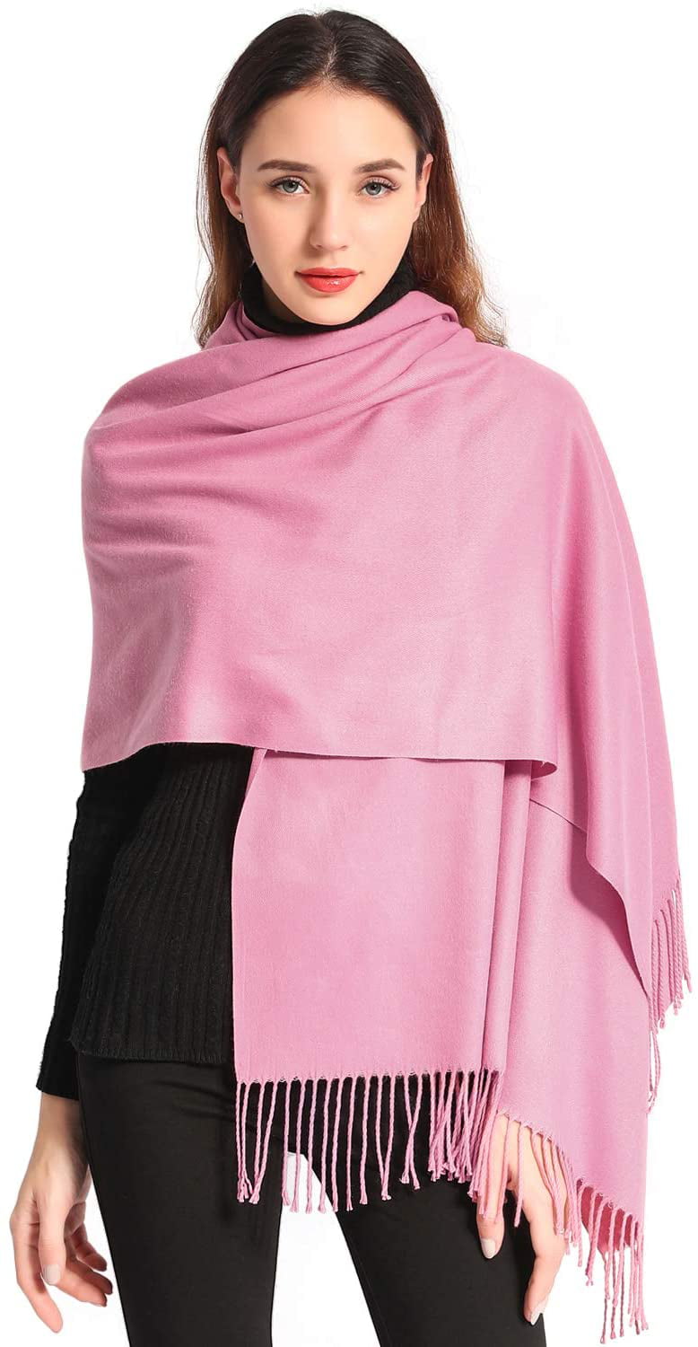 Women Soft Pashmina Scarf Large Cashmere Scarves Stylish Warm Blanket Solid Winter Shawl Elegant Wrap 78.5x27.5 Wind red, Bag packing
