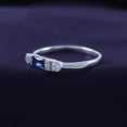 thumbnail image 5 of AFFY Baguette Simulated Sapphire Blue & White Cubic Zirconia 14K White Gold Over Sterling Silver Three Stone Design Bridal Engagement Wedding Ring Jewelry for Women Size-7, 5 of 6