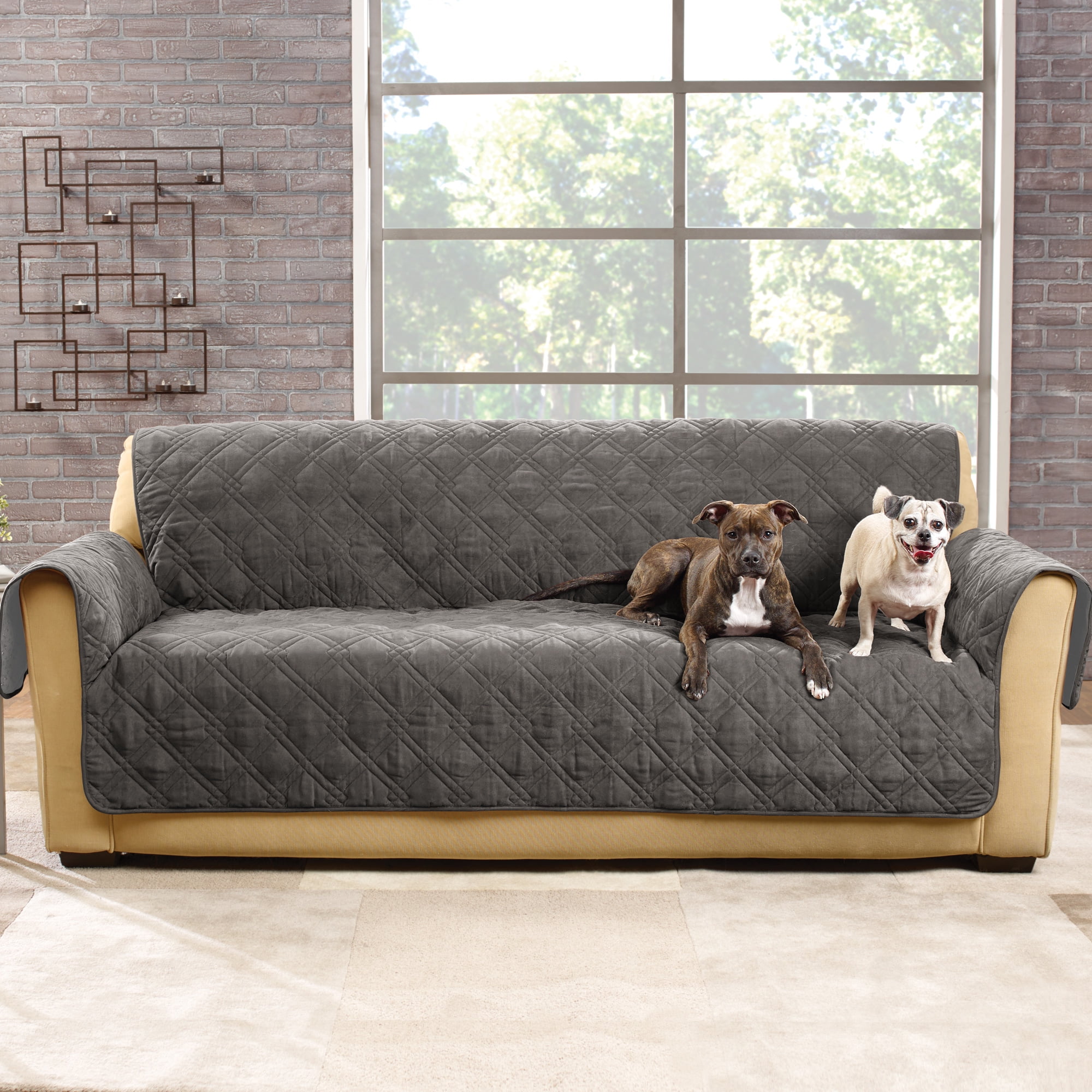 SureFit Microfiber Pet Sofa Furniture Cover in Dark Grey - Walmart.com
