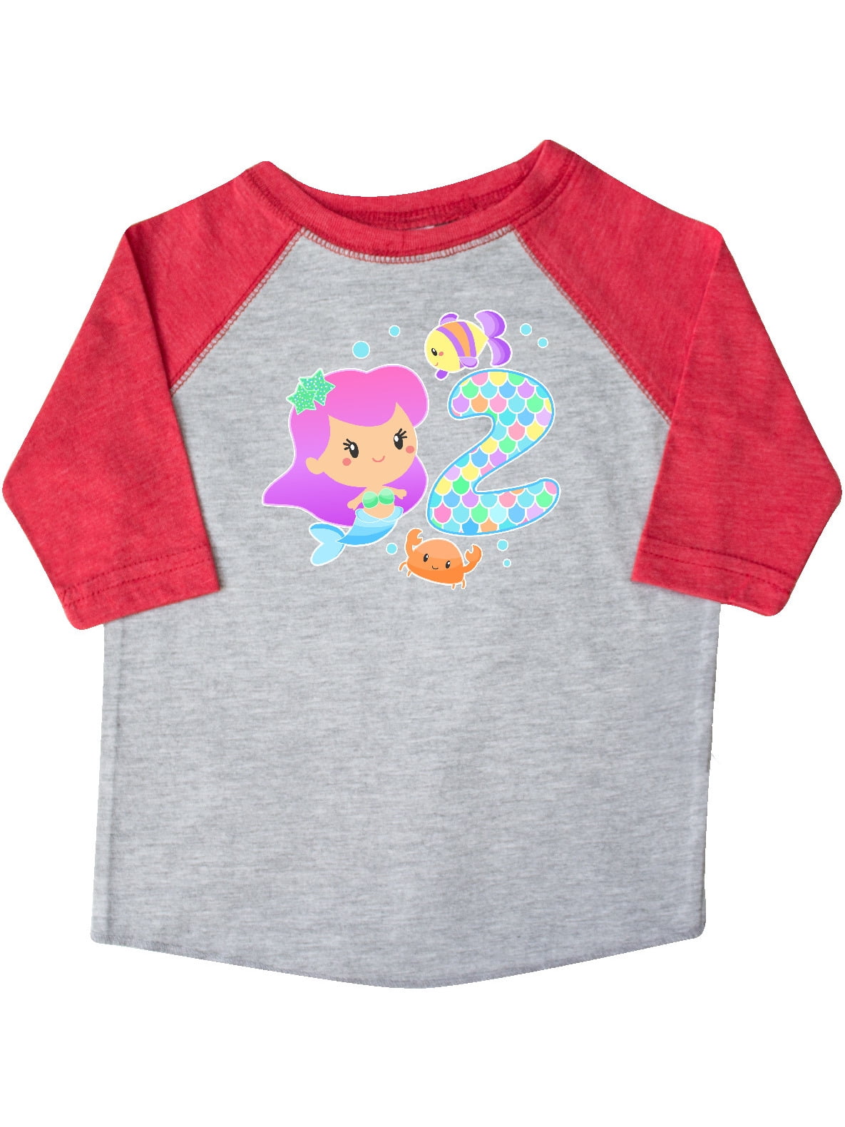 inktastic Second Birthday Mermaid with Fish and Crab Toddler T-Shirt