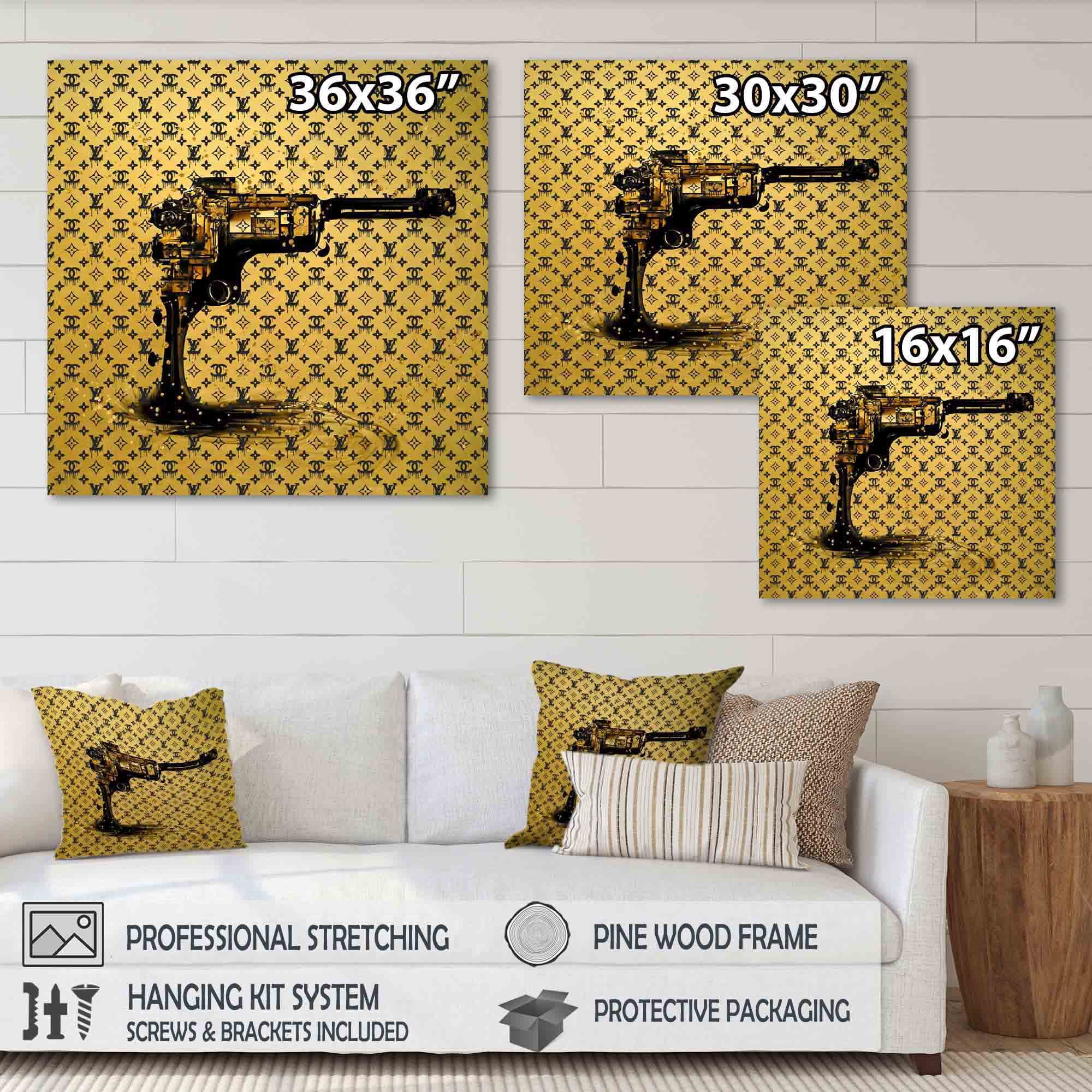 Designart Gold Designer Pistol II Canvas Wall Art