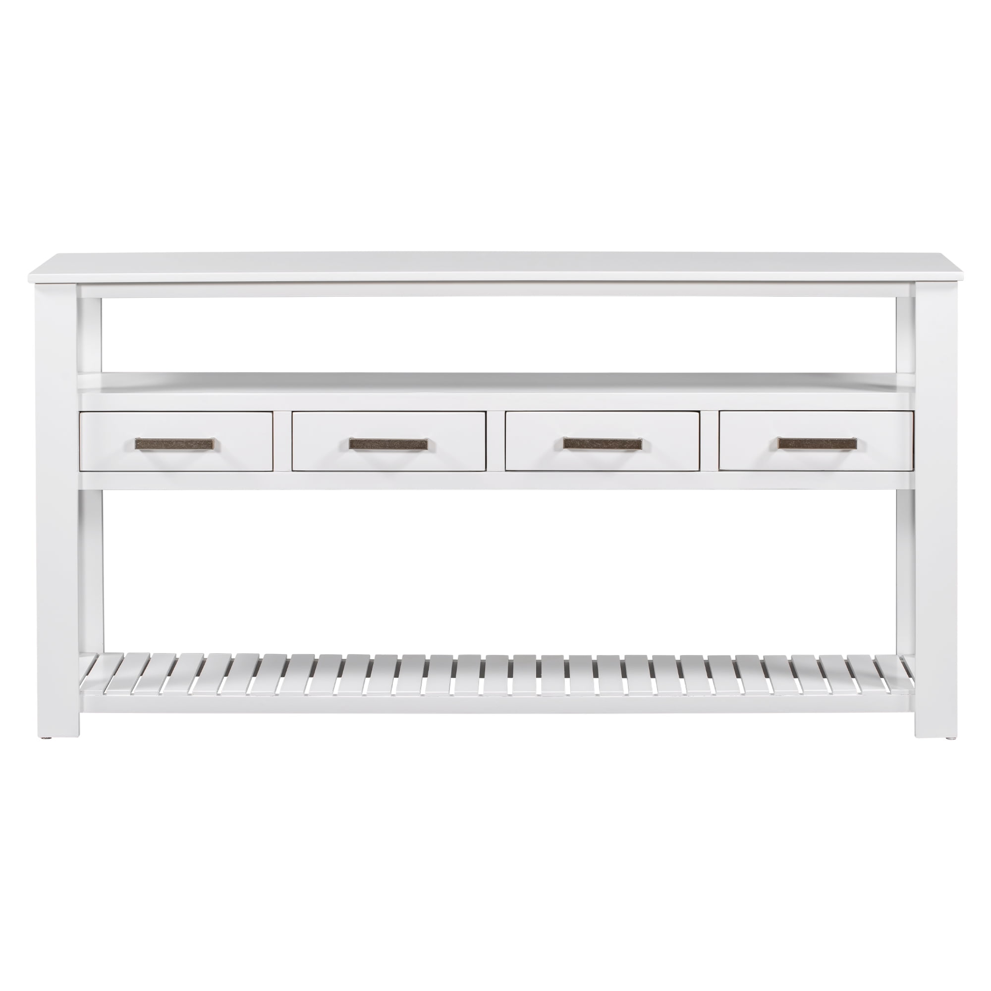 Harper & Bright Designs Rustic Console Table with Drawer, Long Sofa Table Entryway Table with Shelf, Entrance Table for Entryway Hallway Living Room, White 62.2''