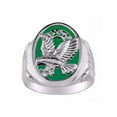 thumbnail image 1 of RYLOS Men's Rings 14K White Gold Ring Designer Patriotic Eagle USA Ring With Diamonds and Green Quartz Rings For Men Size 13, 1 of 6