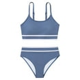 thumbnail image 5 of SILVERCELL 9-16T Girls 2 Piece Summer Ribbed Swimsuits, Teens Girls' Striped Bikinis Bathing Suit Adjustable Straps Swimwear For Beach, Swimming Pool, Spring Break, 5 of 8