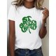 thumbnail image 1 of Camiseta deportiva de moda para mujer con estampado de letras verdes de la suerte, cómoda, de cuello redondo y manga corta. Camiseta deportiva del Día de San Patricio, camiseta conmemorativa del Día d, 1 of 6