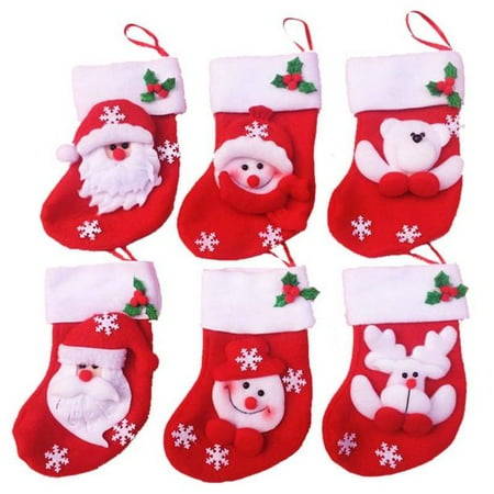 6pcs Christmas Mini Christmas Stockings Socks Decorations Socks
