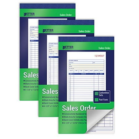 Sales Order Books 6 Pack 2-Part Carbonless (White/Canary Yellow) 4-1/8 x 7-3/16 inches by Better Office Products 50 Sets per Book 300 Total Sets 6 Books