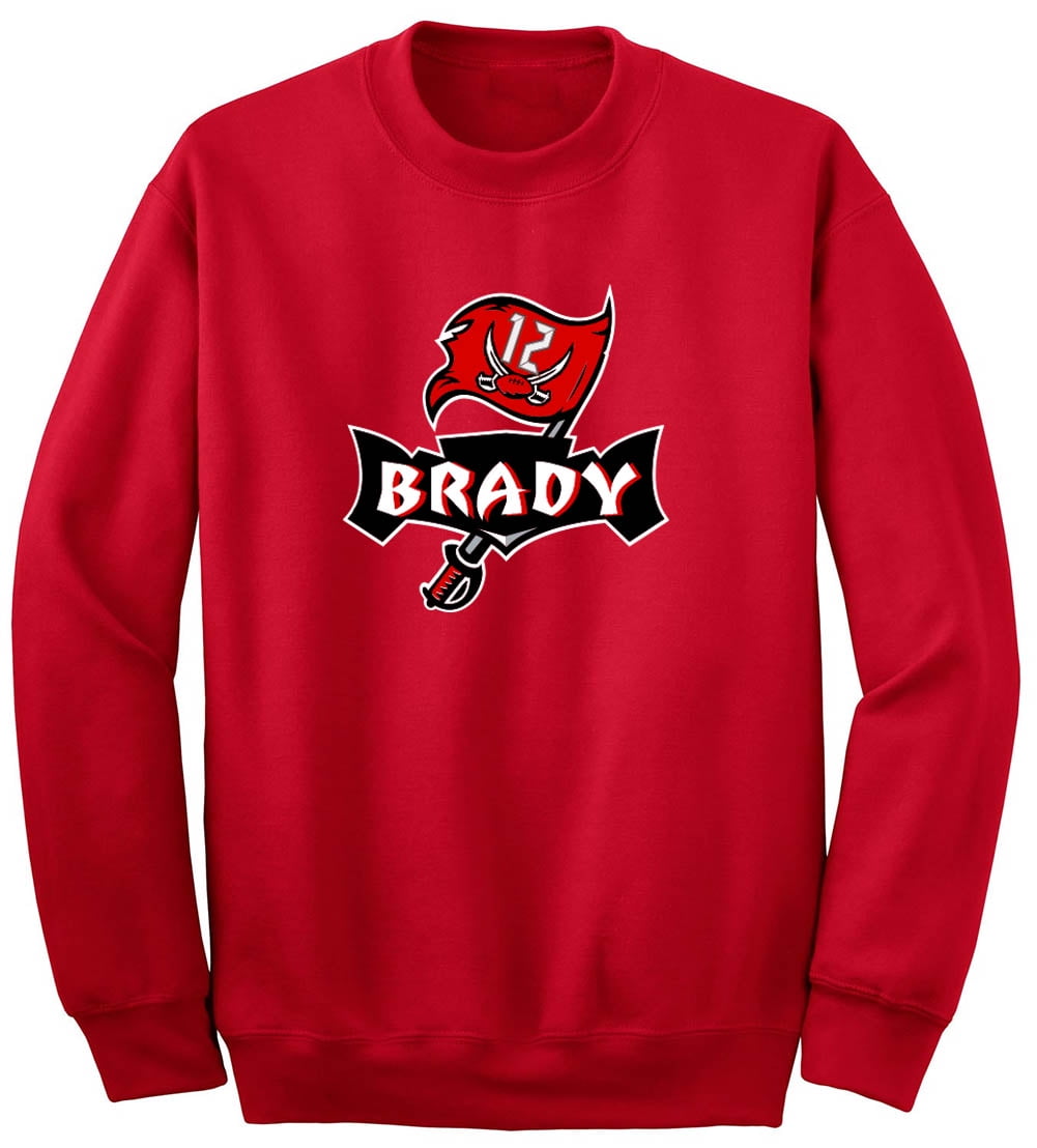 RED Buccaneers Tom Brady Logo Crew Neck Sweatshirt ADULT