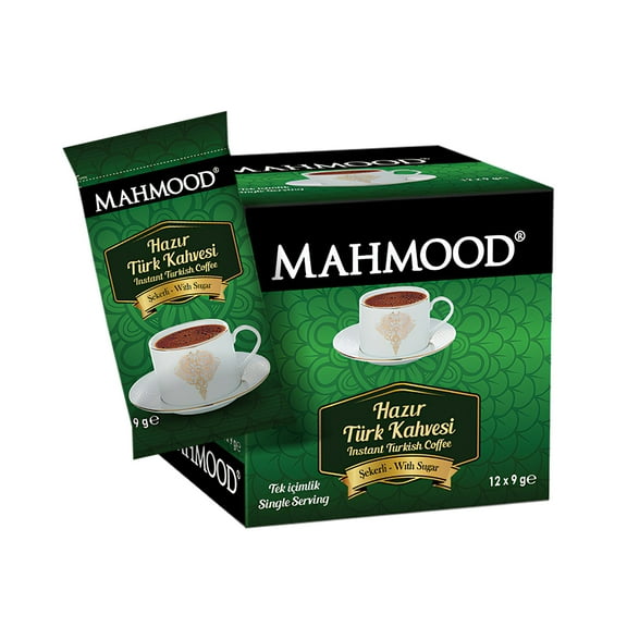 Mahmood Coffee Instant Coffee Mix, Turkish Coffee with Sugar, 12 Sticks, 0.32 oz Each (3.81 oz Total)