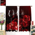 thumbnail image 3 of Red Wine Rose Curtains, Burgundy Rose Romantic Floral Flower Wine Girls Print for Room Window Decor, Rod Pocket Blackout Drapes for Living Room Bedroom Kitchen 2 Panel Set 21" W X 63" L, 3 of 6
