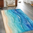 thumbnail image 2 of 3'x5' Rug for Living Room Bedroom, Teal Blue Ombre Washable Area Rugs Non-Slip Carpet Mats, Summer Beach Abstract Ocean Wave Indoor Low Pile Area Rug Runner for Kitchen, Mudroom, 2 of 8