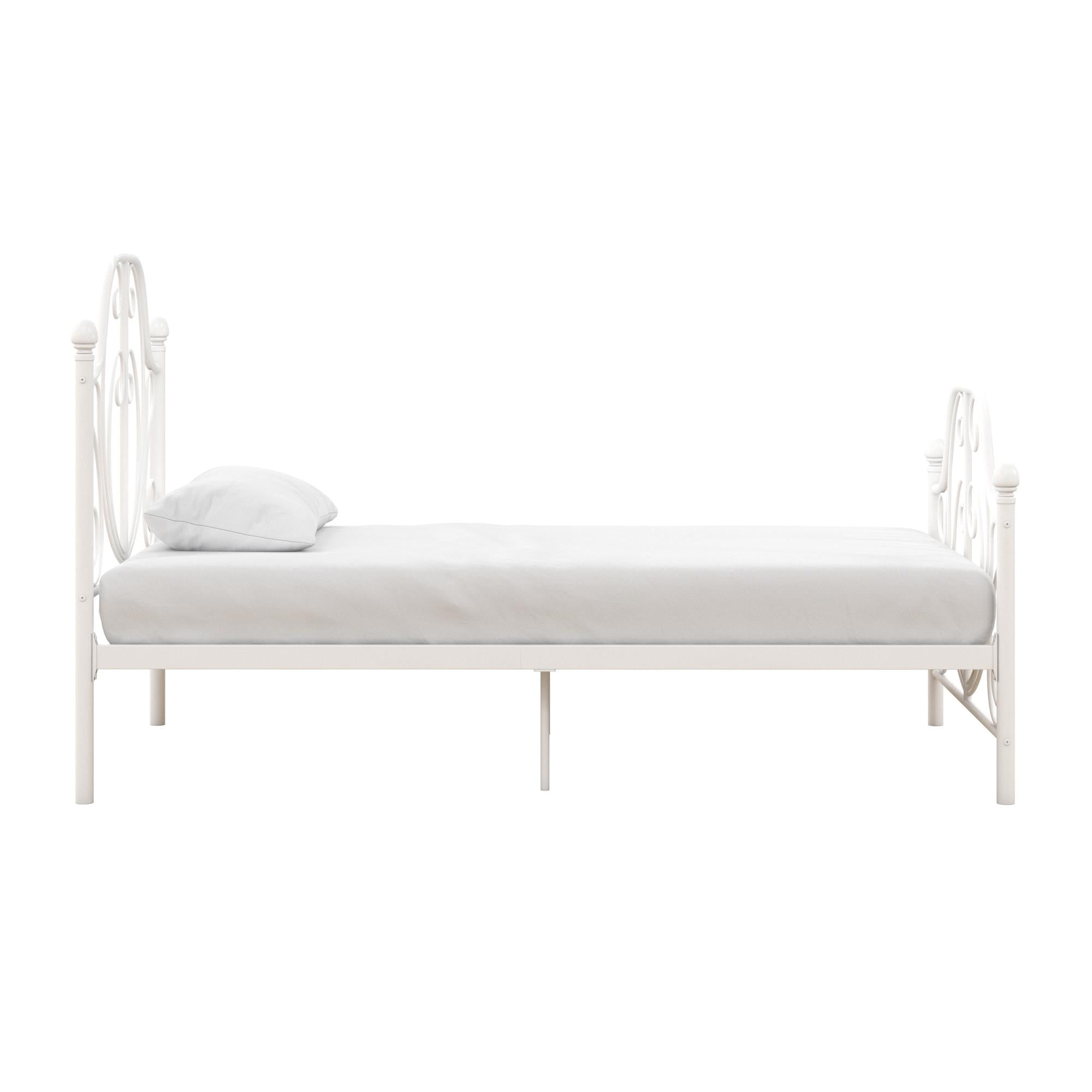 DHP Ivorie Metal Bed, Twin Size Frame, Adjustable Base Height, White ...