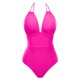 thumbnail image 4 of Traje de Baño con Correa de Bikini de Color Sólido Sexy para Mujeres, Traje de Baño Retro de Nylon con Almohadilla de Pecho para Piscina, Playa Y Verano, 4 of 8