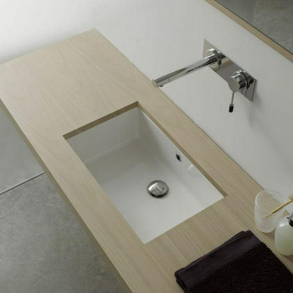 Nameeks Scarabeo 8092-No Hole Scarabeo 34-1/2" Ceramic Undermount Bathroom Sink - White