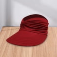 thumbnail image 3 of Sombrero de visera de verano informal para mujer, sombrero de ala ancha con moño desordenado, sombrero de copa hueca, sombrero para el sol para Rojo, 3 of 8