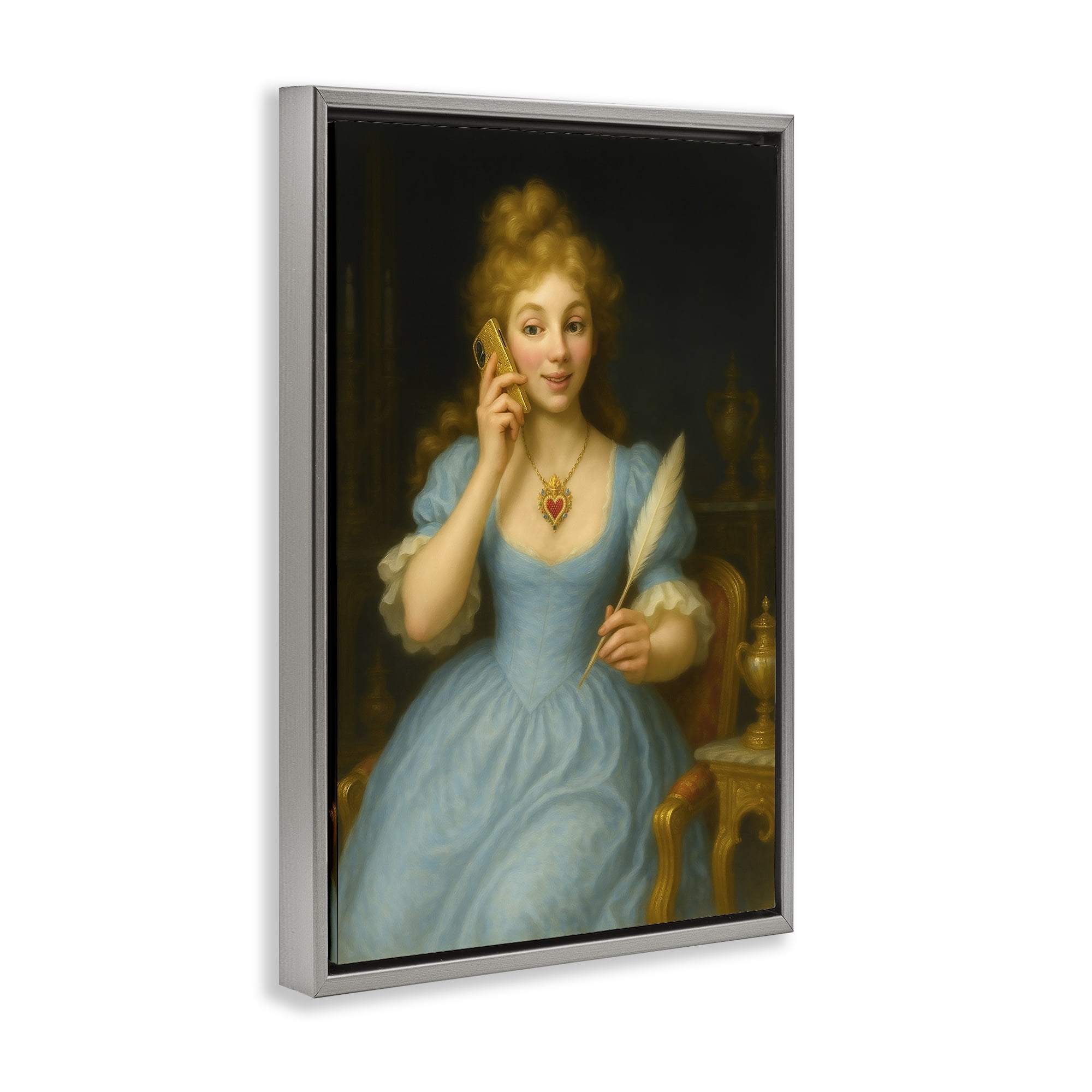 Stupell Industries May I Take A Message Gray Framed Floater Canvas Wall Art, design by Grotto Studios