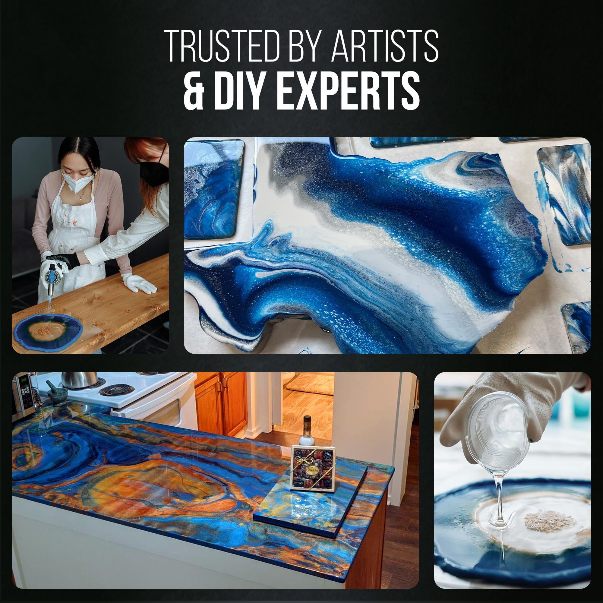 Stone Coat Countertops Art Coat DIY Epoxy Resin Kit - Zero VOCs, Extended Working Time, Food Safe and UV Resistant Resin for Alcohol Ink, Acrylic, Metallic Art Markers and Paint (1 Gallon)