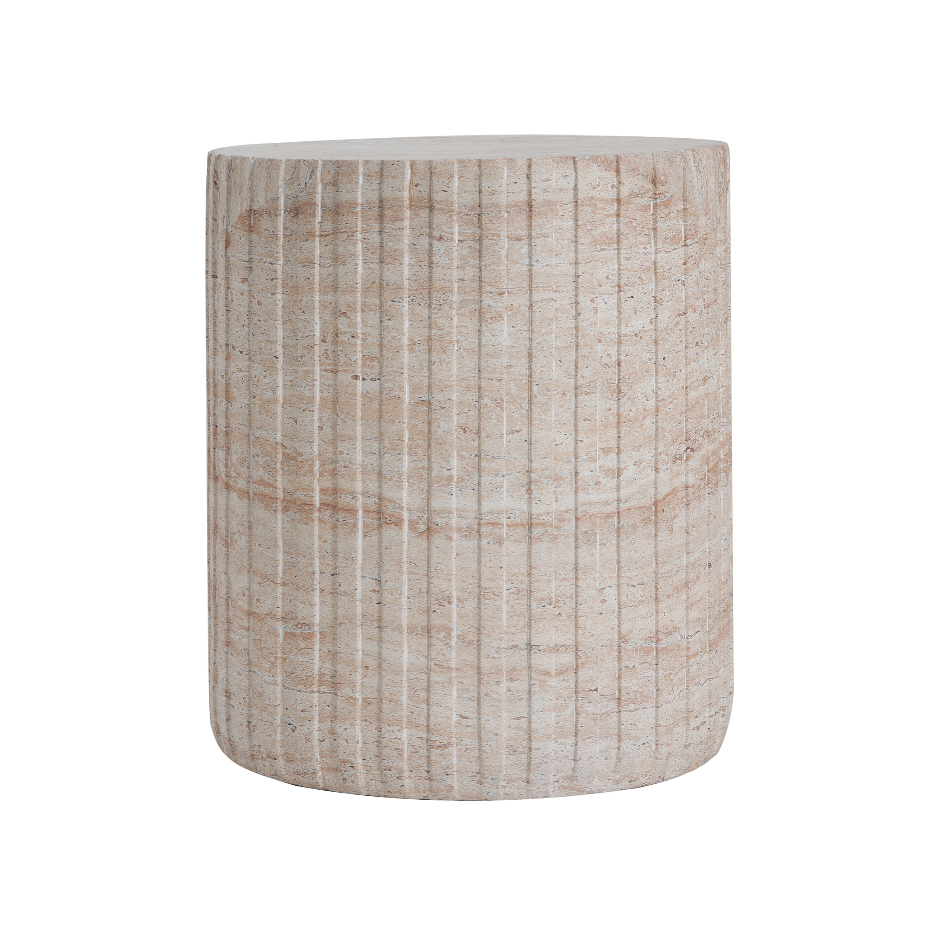 Side Table, Outdoor Indoor Lightweight Concrete Table for Patio Balcony Garden, Travertine Finish