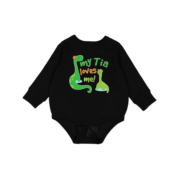 Inktastic My Tia Loves Me Dinosaur Baby Fleece Bodysuit