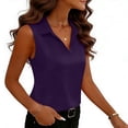 thumbnail image 4 of Enjoytime Blouses for Women Dressy Casual Lapel Button Sleeveless Tank Tops Summer Solid Color Fashion Business Work Shirts Purple L, 4 of 8