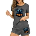thumbnail image 7 of Tnhcen Women's Halloween Milk Silk Pajama Set Short Sleeve Round Neck Sporty Sleepwear Comfortable Loungewear S-XL Gray, 7 of 7