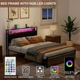thumbnail image 3 of VanAcc Full Bed Frame with 2 Storage Drawers, LED Lights, Rustic Brown, 3 of 7