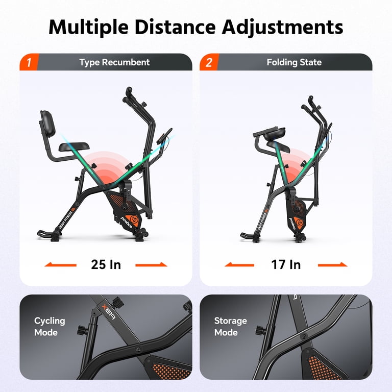 Pooboo Folding Magnetic Upright Bike, 8-Level Resistance, 300 lb photo 6