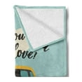 thumbnail image 2 of Kissing Soft Flannel Fleece Throw Blanket, Cartoon Animated All You Need is Love Lettering and Couple's Shadows in a Car, Cozy Plush for Indoor and Outdoor Use, 50" x 70", Multicolor, by Ambesonne, 2 of 5