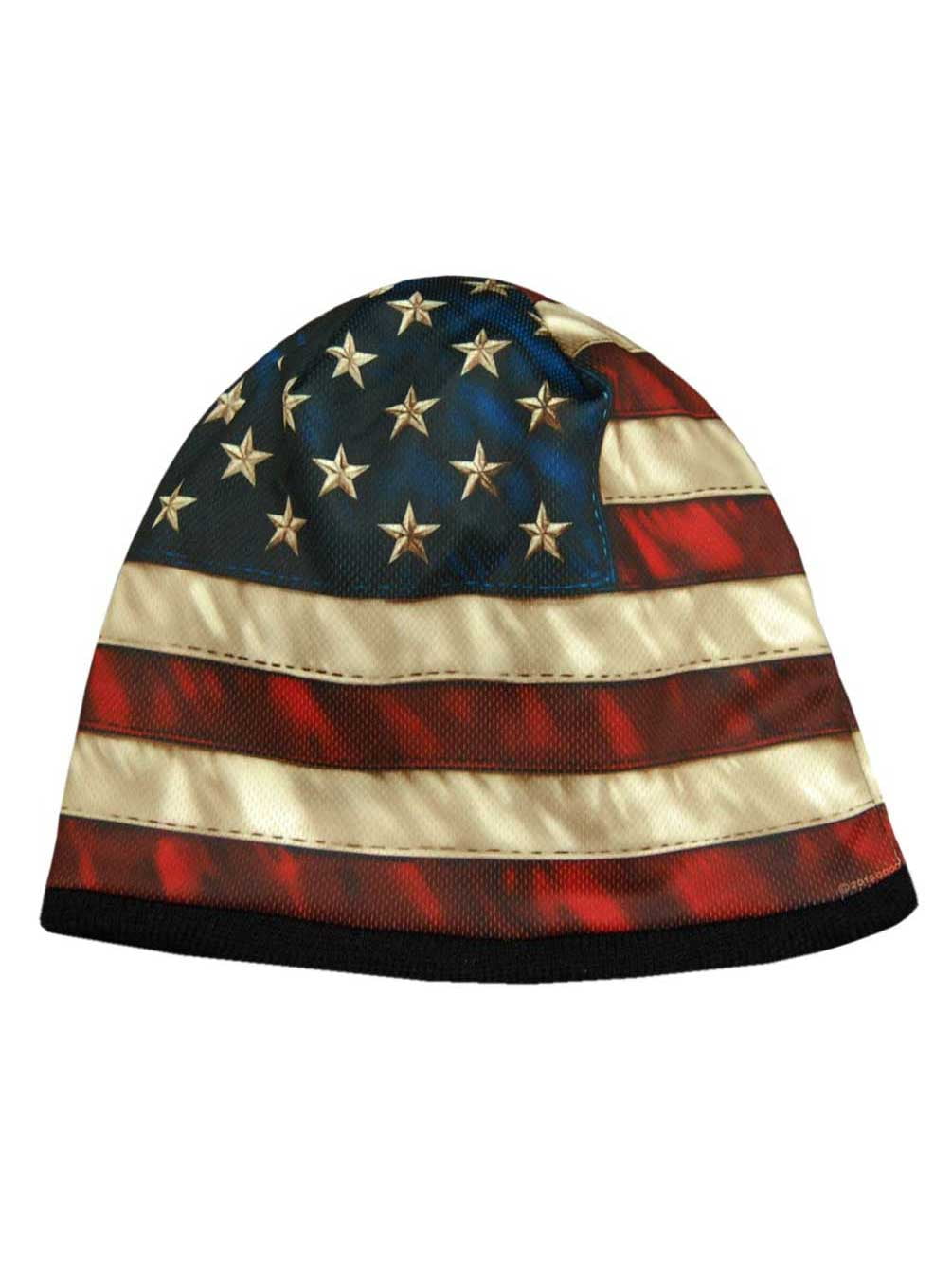 Vintage American Flag Knit Beanie Cap 