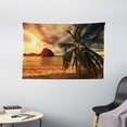 thumbnail image 1 of Tropical Tapestry, Exotic Beach with Coconut Palm Tree and Horizon Sunset Calm Panorama, Wall Hanging for Bedroom Living Room Dorm Decor, 60W X 40L Inches, Orange and Olive Green, by Ambesonne, 1 of 2