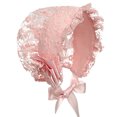thumbnail image 3 of Kaerm Baby Girls Lacy Bonnet Lace Satin Christening Bonnet Cap Toddler Beanie Sun Protection Hat Pink One Size, 3 of 4