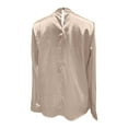 thumbnail image 4 of DuoJiaJ Stylish Women's Satin Long Sleeve Stand Collar Shirt Blouse Top For Casual And Formal Wear Women's Long Sleeve Shirts Beige L, 4 of 4