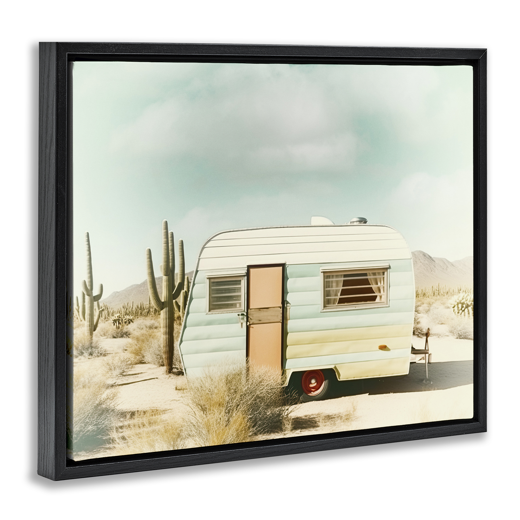 Desert Trip Vintage Black Framed Floater Canvas Wall Art, design by Decent Exposures
