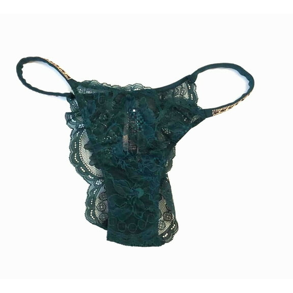 Victoria's Secret Shine Strap Chain Brazilian Green Lace Panty Size Medium NWT