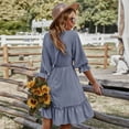 thumbnail image 5 of Summer Dresses for Women Maxi Dress Lace Round Neck Mid Sleeves Waist Thin Dress Casual Style, 5 of 6