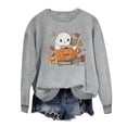 thumbnail image 2 of Inverlee Women's Halloween Sweatshirts Cute Pumpkin Ghost Print T-shirt Going Out Round Neck Sweatshirt Long Sleeve Tunic Pullover Tops Halloween Clothes, 2 of 4