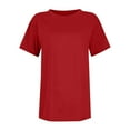 thumbnail image 6 of UAMVSH Tops for Women Casual Summer Fall Simple Shirts Soft Baggy Crew Neck Half Sleeve Blouses Classic Ladies Daily Outfits(Medium,Red), 6 of 6