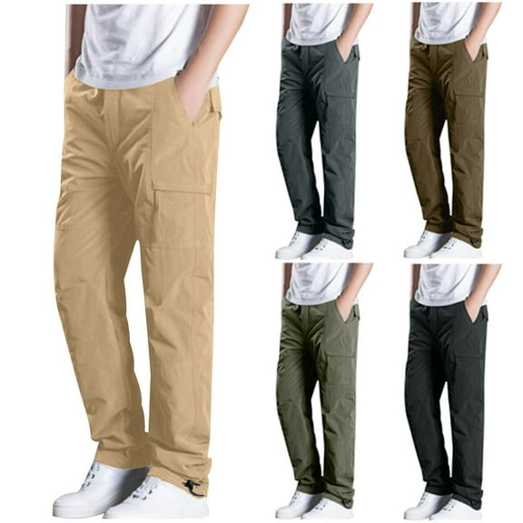Akafmk Summer Cargo Pants for Men Lightweight Quick Dry Hiking Pants Stretch Relaxed Work Pants Fishing Camping Long Pants Outdoor Trousers with Multiple Pockets Green 4XL