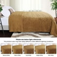thumbnail image 3 of BNM Fleece Boho Knit Jacquard Blanket, Throw XL, Camel, 3 of 7