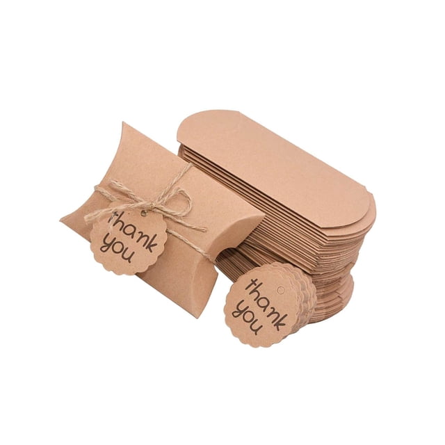 Kraft Candy Box Birthday Wedding Favors Chocolate Gift craft paper small Boxes Pillow Shape