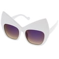 thumbnail image 3 of zeroUV Female Chunky Frame Colored Mirror Square Lens Oversized Cat Eye Sunglasses (White / Purple Mirror) - 54mm, 3 of 5
